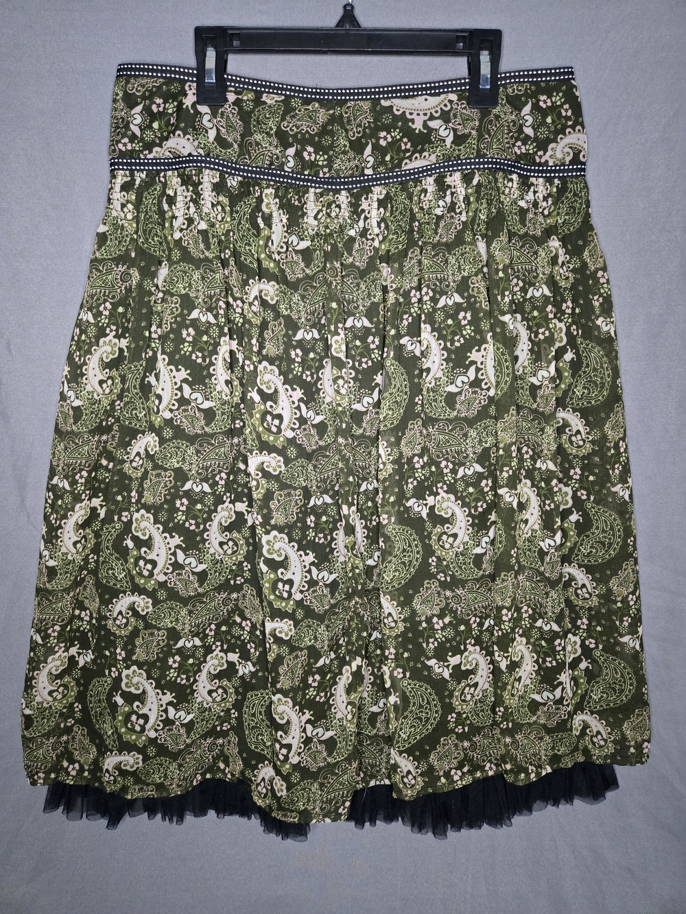 Love Potion Paisley Fairy Skirt Forest Green Tulle Hem Boho Women's M